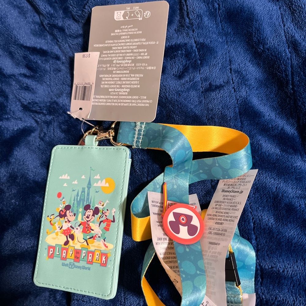 Disney Blue and Yellow Lanyard with Card Holder